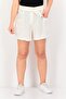 Women Plain Belted Basic Shorts, White