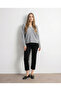 Women's V-Neck Oversized Gray Knitwear Sweater - 2