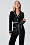 Long Sleeve Kimono Velvet Stretchy Viscose Pajama Set 18216 - 3