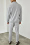 Premium Men's Modal Fabric Half-Zip Mock Neck Greenish Gray Top and Bottom Set Ls-87009 - 5