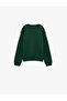 Long Sleeve Crew Neck Hooded Sweatshirt with Deer Embroidery Detail - 2