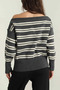 Women's Striped Boat Neck Knitwear Sweater - 4