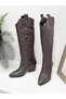 26K2937 Embroidered Detail 6cm Heel Western Boots for Women - 4