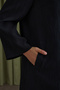 Black Cap with Pile Detail on the Collar and Textured Stripes - 5