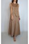 Women's Camel Long Skirt Vest Suede Suit Yy101299 - 4