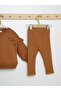 Girl's Deer Printed Scalloped Long Sleeve Crew Neck 2-Piece Set - 3