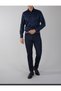 Slim Fit Long Sleeve Easy Ironing Sweat Absorbing Breathable Texture Tie Four Seasons Navy Blue Men's Shirt