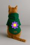 Printed Dog and Cat Outfit & Dress with Fleece Inside - Green Color K Hooded Hoodie Bbf1B - 3