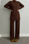 Stand-Up Collar Tunic with Tie-Up Long Sleeves and Tunic Pants Set - 2