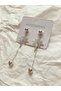 Silver Color North Star Figured Chain Dangle Earrings – Stylish Women's Bijouterie Accessory