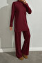 Stand-Up Collar Tunic with Tie-Up Long Sleeves and Tunic Pants Set