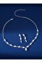 Nilüfer Necklace, Earrings and Bracelet Set, Set of 2, Suitable for Invitations, Weddings, Engagements, Evening Dresses, Daily Use - 3