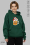 Unisex Hoodie Long Sleeve Santa Claus Printed Hooded Fleece-Lined Oversized Cotton Sweatshirt - 2