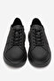 Men's Thick Sole Lace-Up Sports Shoes Real Leather Cr 2819 Black - 5