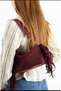 Women's Suede Fringed Shoulder Bag Burgundy - 2