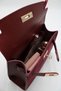 Women's Burgundy Suede Faux Leather Hand, Arm, and Shoulder Bag with Scarf Detail and Lock Closure - 4