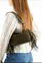 Women's Suede Fringed Shoulder Bag Khaki