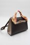 Women's Brown-Beige Scarf Detailed Faux Leather Hand, Arm and Shoulder Bag with Lock Closure - 4