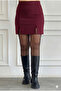 Steel Fabric Front and Back Skirt Look Stretch Fabric Short Skirt Light Burgundy - 2