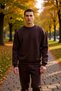 Men's Crew Neck Low Sleeve Oversized Thick Embroidered Sweatshirt Functional Durable Sports - 4