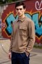 Men's Polo Neck Zippered Pocket Detailed 100% Cotton Sweatshirt Functional Durable Quality - 2