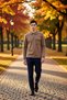 Men's Polo Neck Zippered Pocket Detailed 100% Cotton Sweatshirt Functional Durable Quality - 3