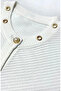 White Pearl Buttoned Collar Bird-Eye Diagonal Patterned Y Slit Long Tunic Cardigan - 4