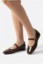 Patent Leather Brown Women's Ballet Shoes with Gold Buckle, Stylish, Lightweight, Orthopedic, Noiseless Sole Stc1195 - 2