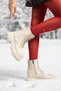 Water and Cold Resistant Non-Slip Sole Zippered Fur Inside Waterproof Women's Beige Boots - 5