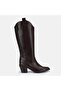 Large Size Women's Boots 41-42-43-44- Brown Leather - 2