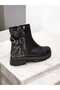 E-42400 Genuine Leather Chain Detailed Leopard Patterned Serrated Non-Slip Sole Boots - 4