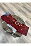 Wild Merlot Nubuck & Denim Handmade Genuine Leather Belt – Gold Detailed - 5