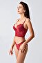 Women's Push-Up Burgundy Bustier Bra Set – Lace Long Form C7T5N1433 - 3