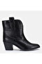 Large Size Women's Cowboy Heel Boots 41-42-43-44-45-Black - 2