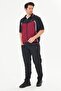 Men's Micropoly Fabric Short Sleeve Tracksuit Set Claret Red 919-B