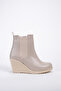Women's Wedge Heeled Elastic Zippered Daily Boots Florea - 2