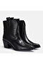 Large Size Women's Cowboy Heel Boots 41-42-43-44-45-Black - 3