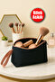 Black Oyster Mini Portfolio Clutch Bag with Wrist Strap Waterproof Makeup Pad Pencil Bag - 4