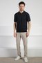Navy Blue Polo Neck Zippered Men's Cotton Knitwear T-Shirt - 5
