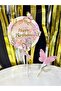 Cake Decoration Set of 2 Pink Butterfly Themed Happy Birthday - 2