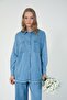 5841 - Stylish Comfortable Thin Denim Fabric Women's Soft Pants Shirt Set - 2