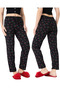 3-Pack Cotton Thin Breathable Fabric Ribbon Waist Detail Printed Pocketless Women's Pajama Bottoms - 3