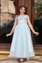 Balon Kol Saten Long Girls' Evening Dress with Flower and Stone Details - 3