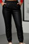 Women's Elastic Leg Leather Leggings with Pocket Detail - 2
