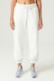 3 İplik Ş Fleece-Lined White Sweatpants - Thick Ribbed Long Comfortable Joggers - 2