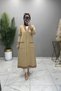 Zehra Tri̇ko Cardigan Collar and Hem Cuff Detailed Knitwear Fabric Women's Biscuit Color Cardigan