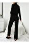 Black Plain Button-Front Pajama Set - 5