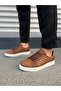 Jy166 Prestige Lace-Up Leather Quilted Patterned Men's Casual Sneaker Shoes Cbt - Tan - 2