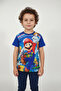 Boy's Crew Neck Relax Fit Cotton Super Mario Game Characters Printed Blue T-Shirt