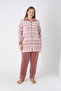 Women's Plus Size Cotton Velvet Tracksuit Set / Ecru- Powder 2300-B